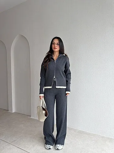 FELİZ Triko Takım 4372 - Füme - Mooi Butik