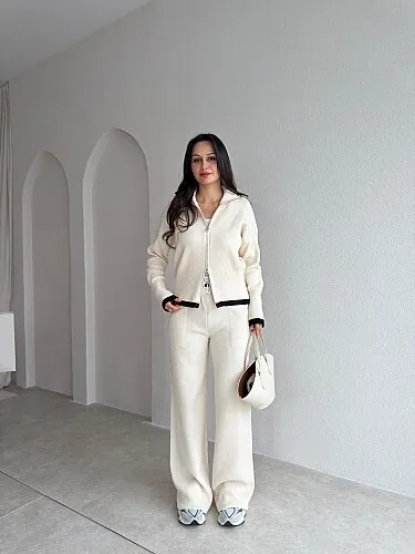 FELİZ Triko Takım 4372 - Krem Rengi - Mooi Butik