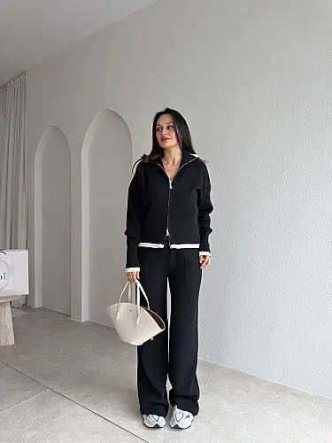 FELİZ Triko Takım 4372 - Siyah - Mooi Butik