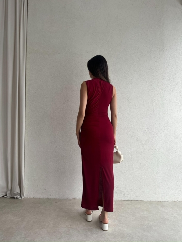 FELLER Maxi Elbise 5074 - Bordo - 3