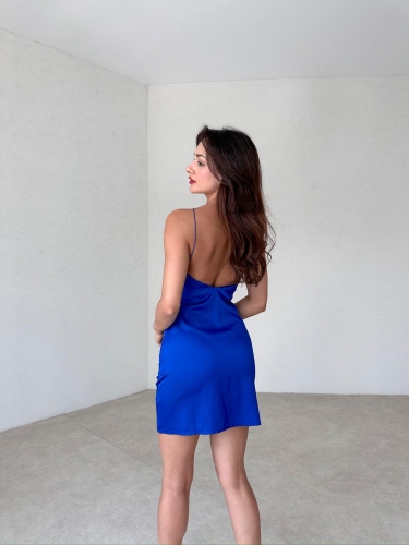 FERLİNDA Mini Elbise 3748 - Saks Mavisi - 3