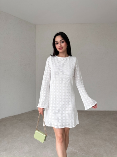 FLORENCE Mini Elbise 9877 - Beyaz - 1