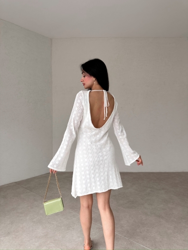 FLORENCE Mini Elbise 9877 - Beyaz - 2