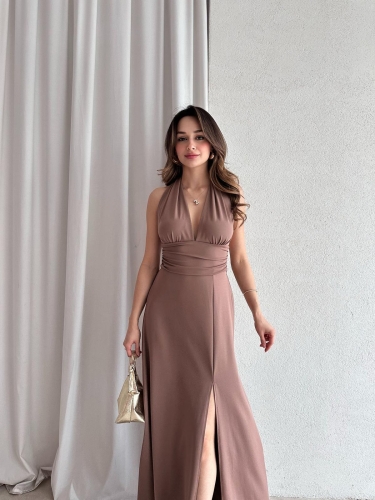 FOGGİE Maxi Elbise 3895 - Vizon - 1