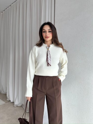 FORCE Kazak 8669 - Beyaz - Mooi Butik