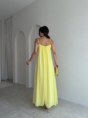 FRANZ Maxi Elbise 9811 - Sarı - 4