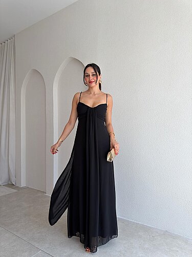 FRANZ Maxi Elbise 9811 - Siyah - Mooi Butik