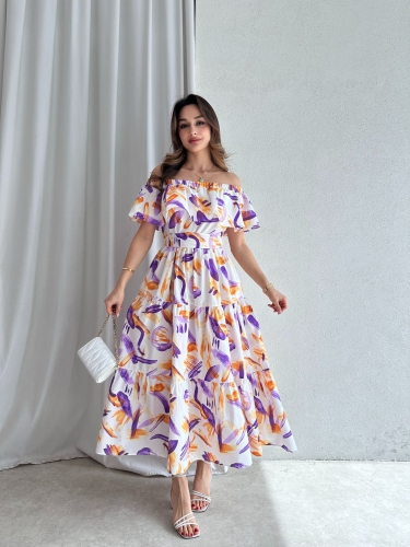 FRENSEL Maxi Elbise 5050 - Turuncu · 2