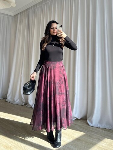 GAİA Etek 1056 - Bordo - Mooi Butik