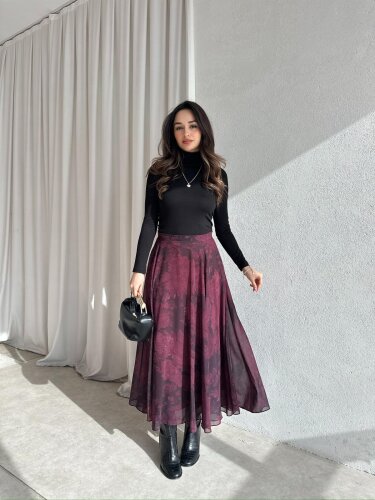 GAİA Etek 1056 - Bordo - Mooi Butik (1)