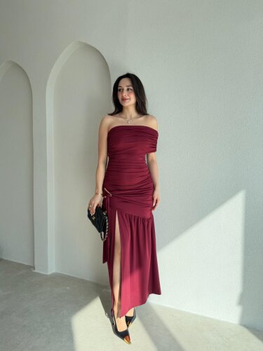 GALLER Midi Elbise 9000 - Bordo 