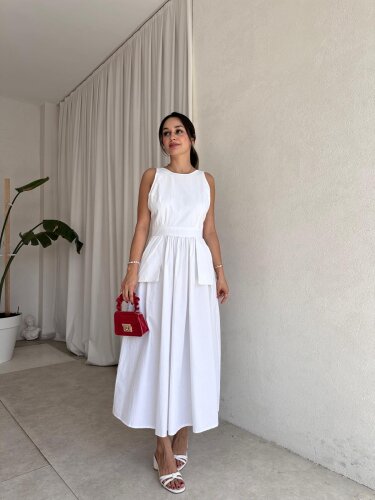 GAMORA Maxi Elbise 8239 Beyaz