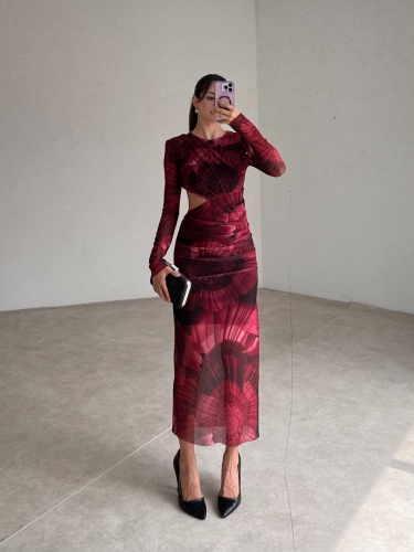 GAWA Maxi Elbise 3672 - Bordo - 3