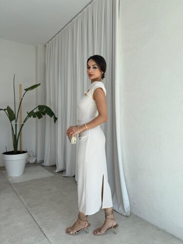  GEDSON Midi Elbise 8533 - Ekru - 3