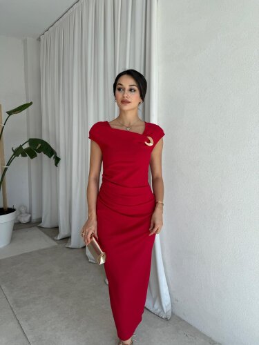  GEDSON Midi Elbise 8533 - Kırmızı - 1
