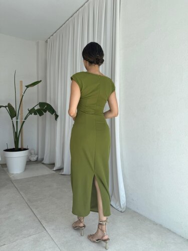 GEDSON Midi Elbise 8533 - Yağ Yeşili - 3