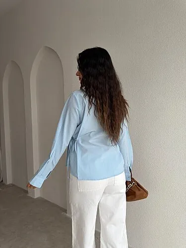 GENARO Bel Detaylı Gömlek 4193 - Bebe Mavisi - 2