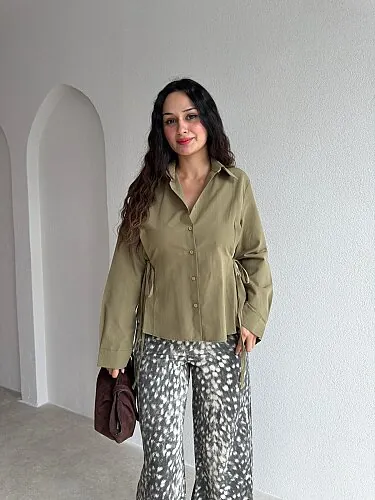 GENARO Bel Detaylı Gömlek 4193 - Haki - Mooi Butik