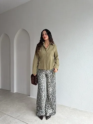 GENARO Bel Detaylı Gömlek 4193 - Haki - 3
