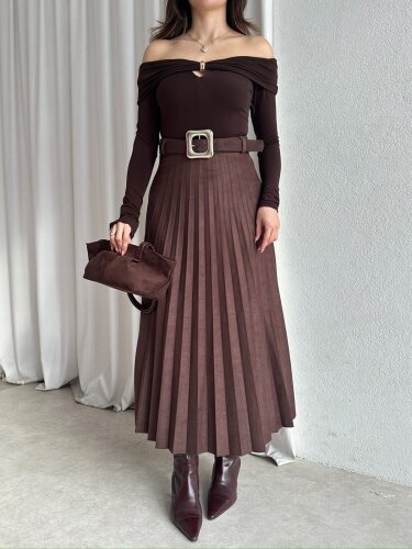 GERMAN Piliseli Etek 8483 - Acı Kahve - 2