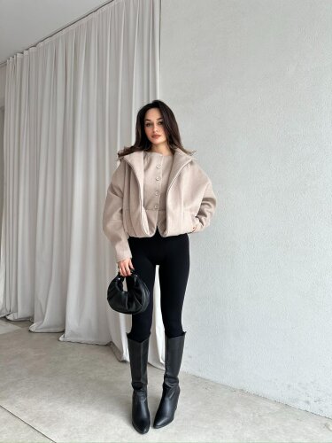 GİGİS Kaşe Crop Ceket 8698 - Krem · 4