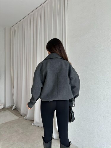 GİGİS Kaşe Crop Ceket 8698 - Füme · 4
