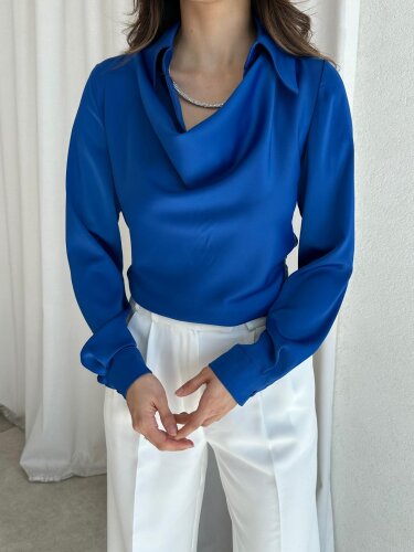 GİNGER Bluz 0685 - Saks Mavisi - 3