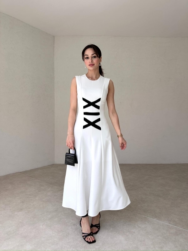 GİONO Maxi Elbise 8585 - Beyaz