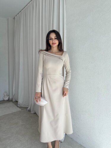 GİRONA Midi Elbise 8258 - Krem - 1