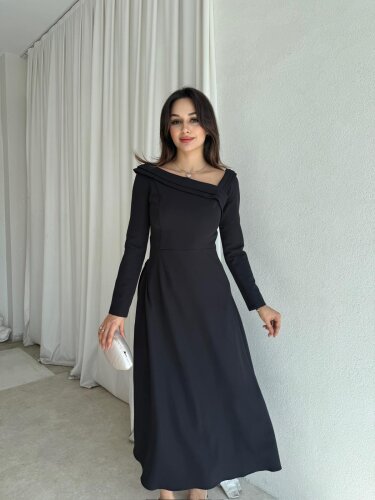 GİRONA Midi Elbise 8258 - Siyah 