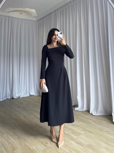 GİRONA Midi Elbise 8258 - Siyah - 3