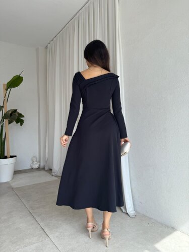GİRONA Midi Elbise 8258 - Siyah - 4