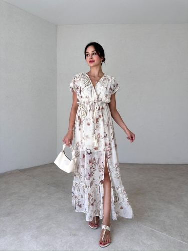GLOSS Maxi Elbise 3787 - Krem - 2