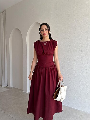 GOAT Midi Elbise 5512 - Bordo - 2