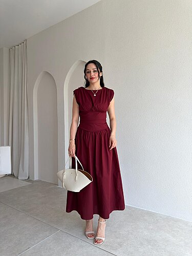 GOAT Midi Elbise 5512 - Bordo - 1