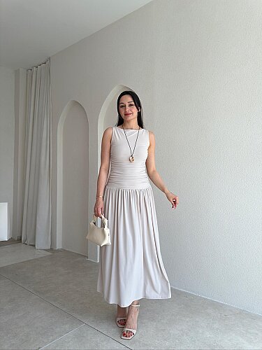 GOBLİN Midi Elbise 5504 - Taş - 2