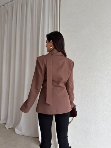 GOLDEN Şallı Ceket 8598 - Kahverengi - 3