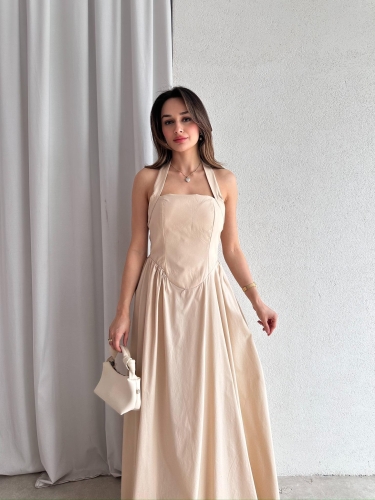 GOLDİE Maxi Elbise 7462 - Krem - 2