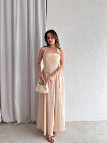 GOLDİE Maxi Elbise 7462 - Krem - 1