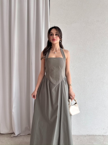 GOLDİE Maxi Elbise 7462 - Haki - 2