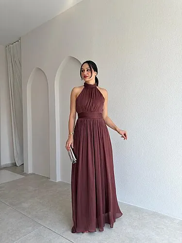 GRADYAN Maxi Elbise 6539 - Kiremit - Mooi Butik