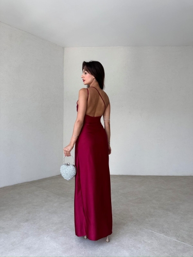 GUMBALL Maxi Elbise 2906 - Bordo - 3