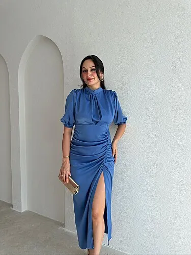 HAROLD Midi Elbise 3206 - Mavi - 2