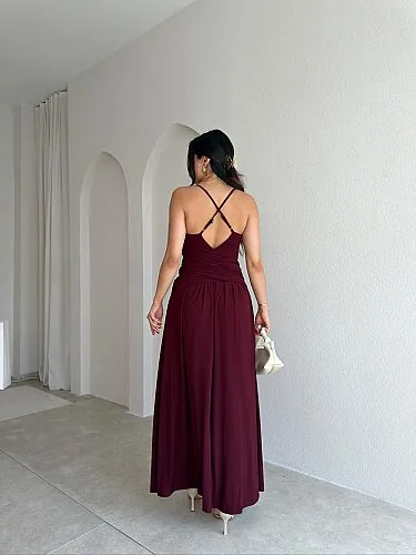 HAWKEN Maxi Elbise 4031 - Bordo - 3