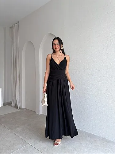 HAWKEN Maxi Elbise 4031 - Siyah - Mooi Butik