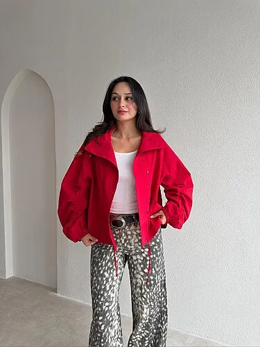 HAYLEY Dik Yaka Ceket 4320 - Kırmızı - 2