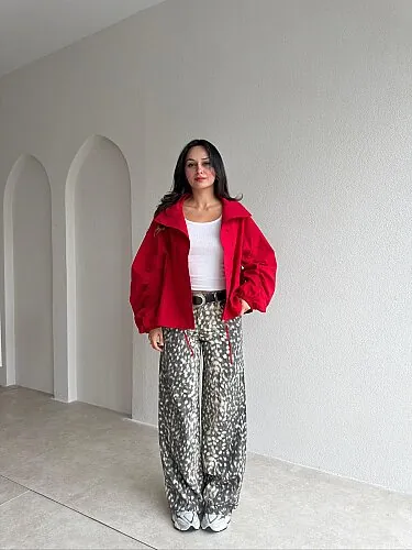 HAYLEY Dik Yaka Ceket 4320 - Kırmızı - 4