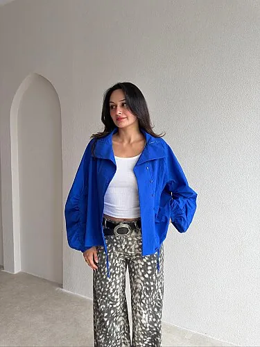 HAYLEY Dik Yaka Ceket 4320 - Saks Mavisi - 2