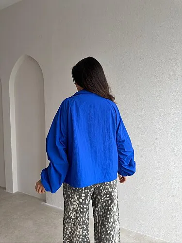 HAYLEY Dik Yaka Ceket 4320 - Saks Mavisi - 3