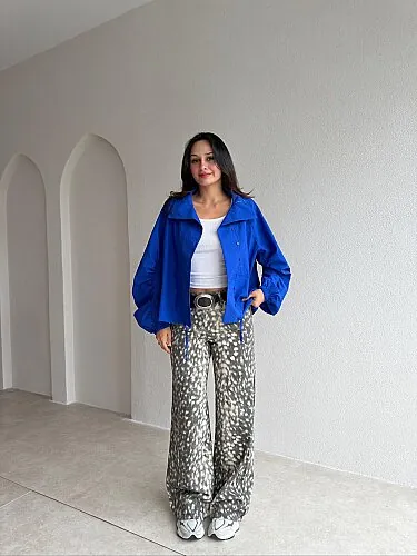 HAYLEY Dik Yaka Ceket 4320 - Saks Mavisi - 4